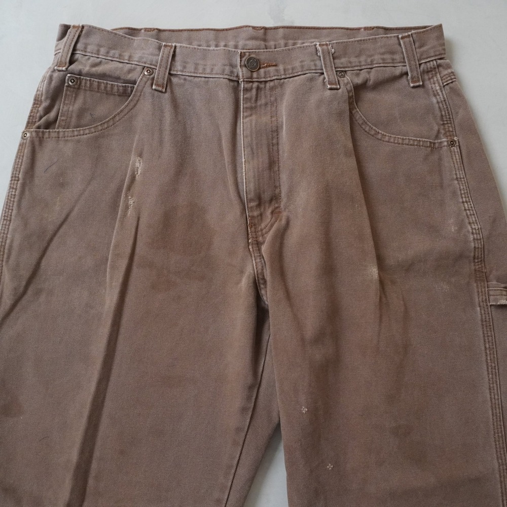 Vintage Dickies Carpenter Pants 34x30 Mens Brown Canvas Duck Workwear Distressed - Picture 4 of 9